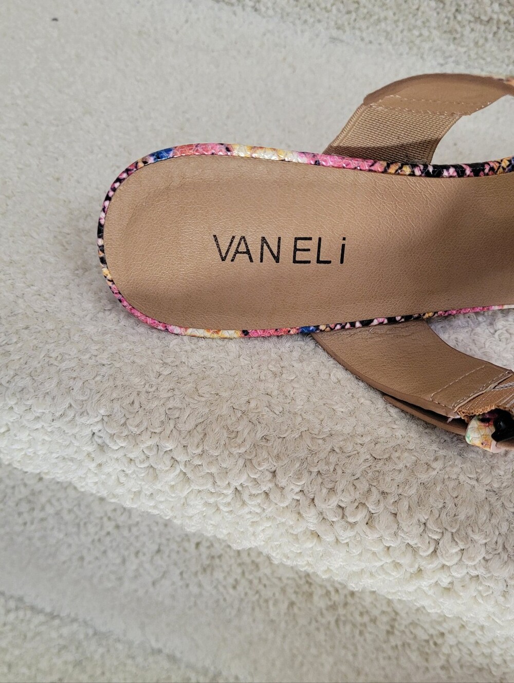 Vaneli Pastel Snake-Print Buckle Slide Sandals - Picture 5 of 6